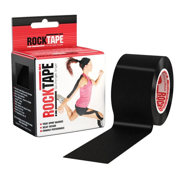 Кинезио тейп RockTape Standart CША 5 см х 5 м черный - изображение 1