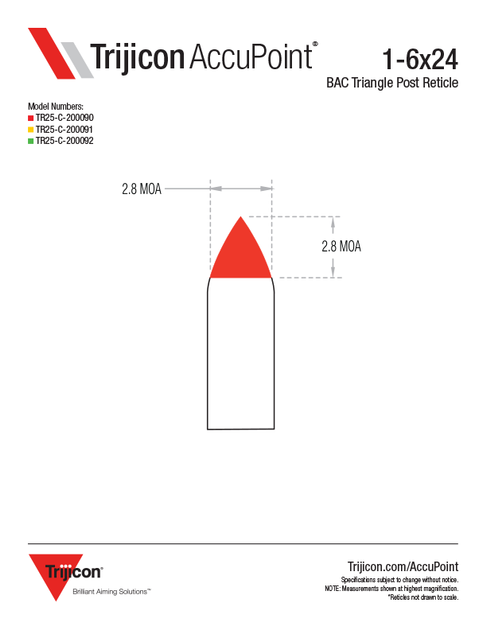 Прицел оптический TRIJICON AccuPoint 1-6x24 BAC Green Triangle Tritium / Fiber Optics - изображение 2