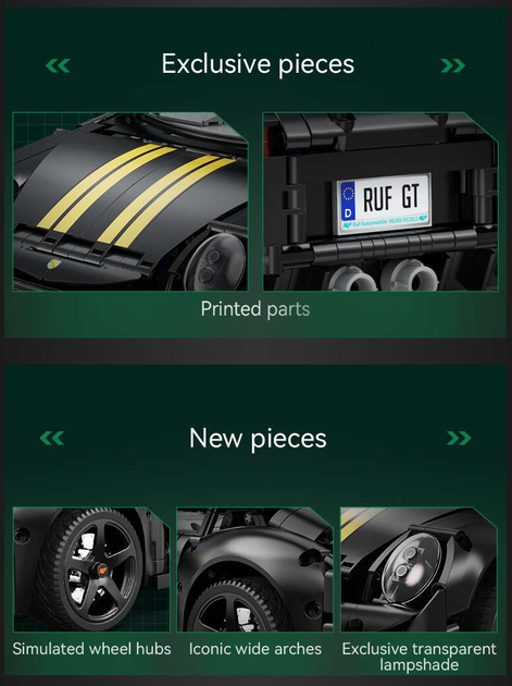 Конструктор CaDa C63006W RUF GT 35 см спортивний автомобіль 1:10 1655 шт (6948061929301) - зображення 12