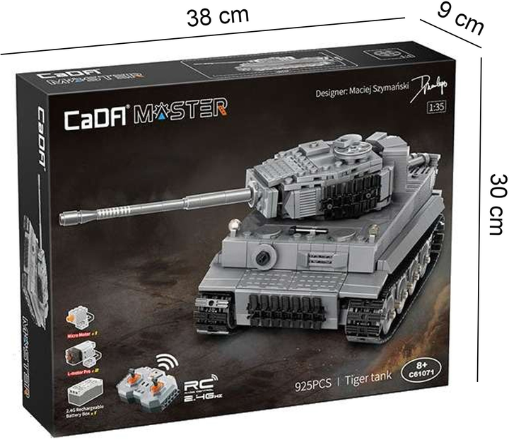 Klocki konstrukcyjne CaDa C61071W Tiger Tank zdalnie sterowany 1:35 925 szt (6948061925907) - obraz 8