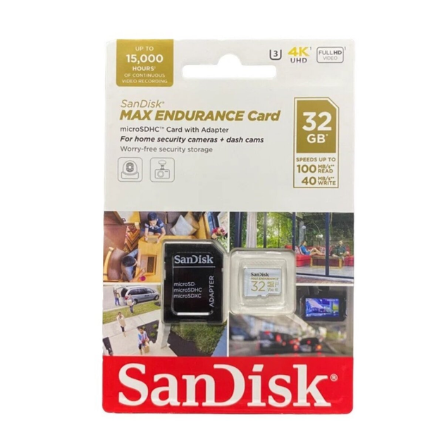 Карта пам'яті SanDisk Max Endurance 32Gb microSDHC V30 (100Mb/s) + adapter SD - Фото 6 Карта пам'яті SanDisk Max Endurance 32Gb microSDHC V30 (100Mb/s) + adapter SD - зображення 6