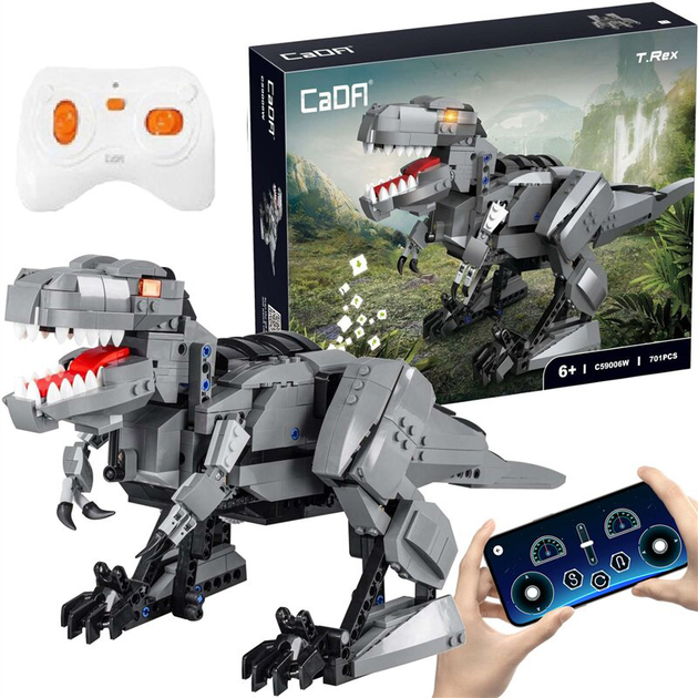 Klocki konstrukcyjne CaDa C59006W T-Rex zdalnie sterowany 701 szt (6948061927796) - obraz 6