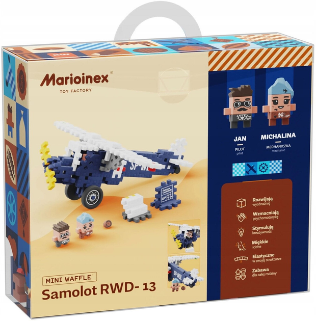 Конструктор Marioinex Міні-літак вафельний RWD-13 120 елементів (5903033906385) - зображення 3