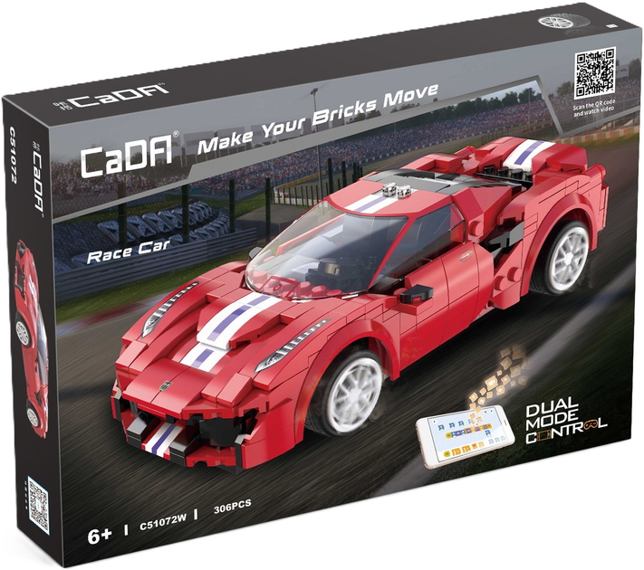 Klocki konstrukcyjne CaDa C51072W Race Car 20 cm zdalnie sterowany 306 szt (6948061925617) - obraz 1