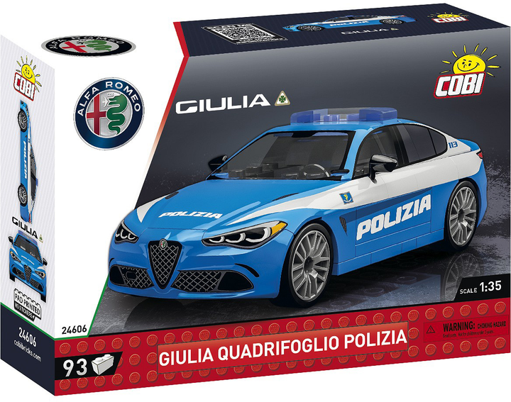 Klocki konstrukcyjne Cobi 24606 Alfa Romeo Giulia Quadrifoglio Polizia 93 szt (5902251246068) - obraz 1