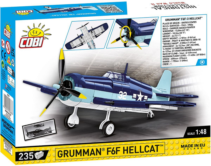 Klocki konstrukcyjne Cobi 5883 Historical Collection World War II Grumman F6F Hellcat 235 szt (5902251058838) - obraz 7