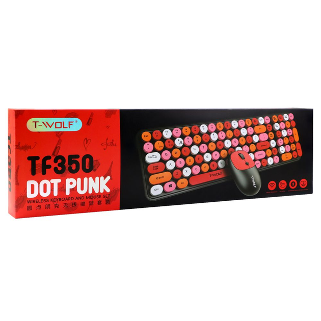 TWolf TF350 Colorful - беспроводной комбо-набор клавиатуры и мыши в черно-красном цвете - изображение 2