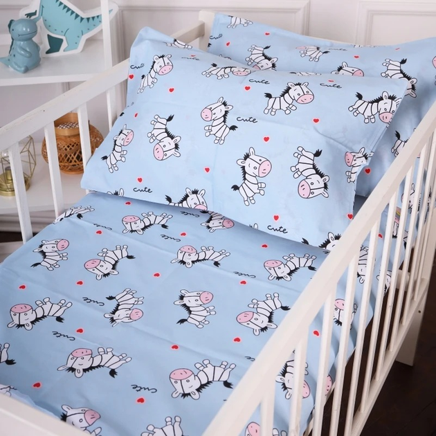 Акція на Простирадло MirSon Бязь 20-0037 Cute blue zebra 150х220 см від Rozetka