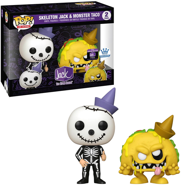 Zestaw figurek Funko Pop! Ad Icons Jack in the Box Skeleton Jack & Monster Taco 2 szt (889698671200) - obraz 2