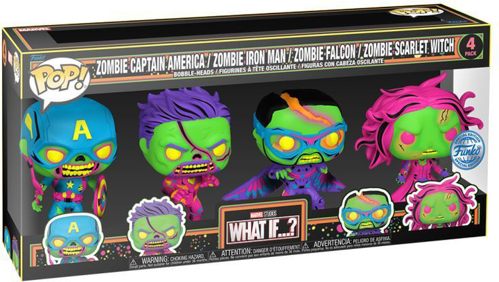 Zestaw figurek Funko Pop! Marvel What If...? Zombie Captain America Zombie Iron Man Zombie Falcon Zombie Scarlet Witch 4 szt (889698691161) - obraz 1