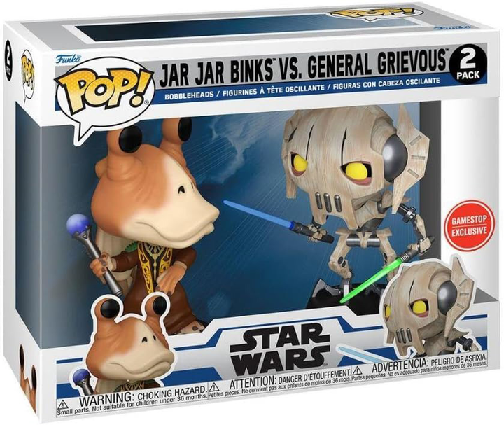 Zestaw figurek Funko Pop! Disney Star Wars Clone Wars Jar Jar Binks VS General Grievous Bobble-Head 2 szt (889698768627) - obraz 1