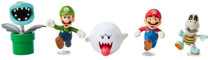 Zestaw figurek Jakks Pacific Super Mario Bros Mario + Luigi + Boo + Dry Bones + Bone Piranha Plant 6 cm 5 szt (0192995400870) - obraz 2