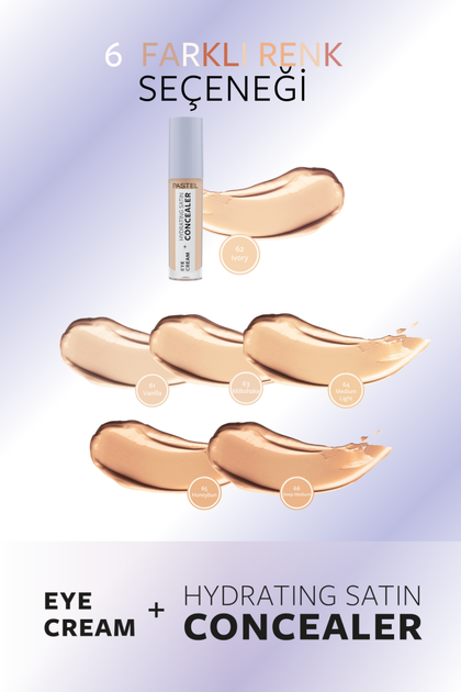 Зволожуючий сатиновий консилер + Крем для повік Pastel Pastel Eye Cream + Hydrating Satin Concealer відтінок 62 Ivory, 4,3 мл - зображення 5