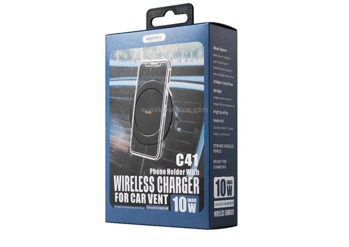 Автомобільний тримач з бездротовою зарядкою Remax RM-C41 Wireless Charger 10W чорний - изображение 5