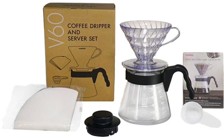 Набір Hario V60 Craft Coffee Maker Пуровер пластиковий V60-02 + Сервер 600 мл + Паперові фільтри 40 шт + Мірна ложка (4977642143517) - зображення 2