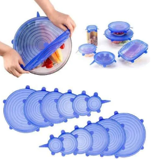 Універсальні силіконові кришки 6 шт Stretch and Fresh Blue - зображення 2