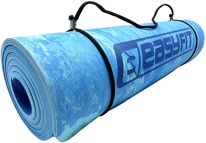 Професійний спортивний нековзний килимок каремат для йоги та фітнесу EasyFit PER Premium Mat EF-1930-1-B 183х61х0.8 см синiй - зображення 3