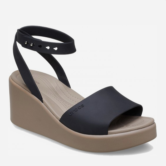 Женские босоножки Crocs Brooklyn Ankle Strap Wedge 209406-07H 37-38 (W7) 23 см Black/Mushroom (196265596393) 