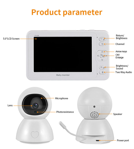 Видеоняня беспроводная INQMEGA BM288 baby monitor 5" Белый (100933) - изображение 7