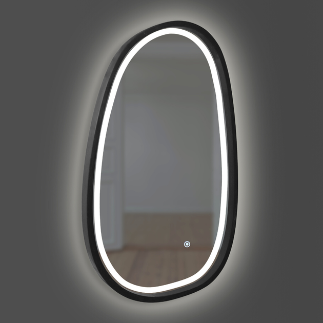 Зеркало асимметричное деревянное с LED-подсветкой Luxury Wood Dali Black Ясень 55x85 см - изображение 2