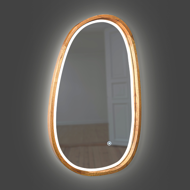 Дзеркало асиметричне дерев'яне з LED-підсвіткою Luxury Wood Dali Natural Dark Ясен 55x85 см - зображення 2