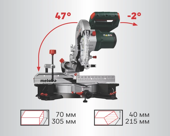 Аккумуляторная бесщеточная торцовочная пила Metabo KGS 18 LTX BL 216 мм с протяжкой (614216850) - Фото 3 Аккумуляторная бесщеточная торцовочная пила Metabo KGS 18 LTX BL 216 мм с протяжкой (614216850) - изображение 3