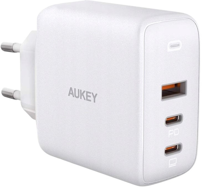 Мережевий зарядний пристрій AUKEY Omnia Mix 3 GaN 2x USB-C, 1x USB-A PD 3.0 90W White (PA-B6S) - зображення 1