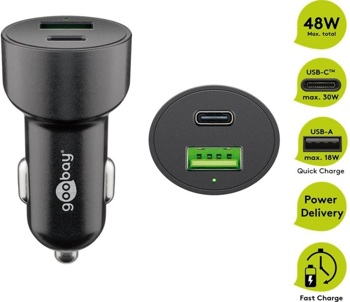 Автомобільний зарядний пристрій Goobay USB, USB-C Power Delivery 48 Вт (4040849399084) - зображення 5