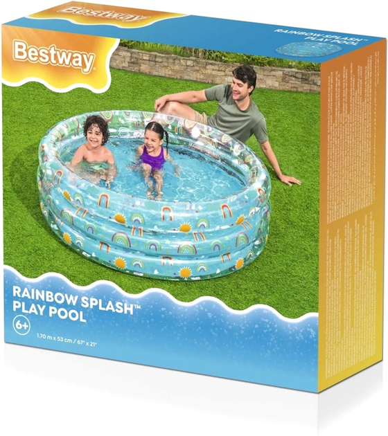 Надувний дитячий басейн Bestway Rainbow Splash 170 x 53 см (6941607345399) (955555906229321) - Уцінка - зображення 2