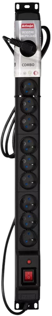 Przedłużacz sieciowy Activejet COMBO 12 gniazd 1.5 m z przełącznikiem Black (5901443111382) - obraz 4