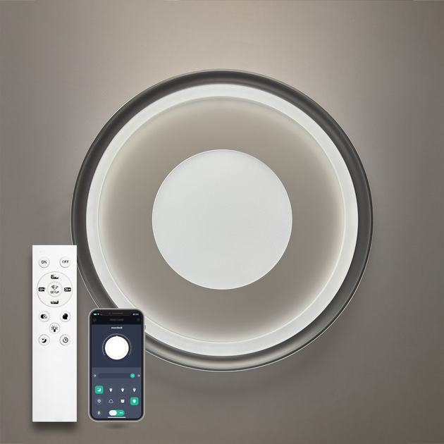 Люстра светодиодная потолочная LUMINARIA LAKE 100W R500 APP WHITE/GRAY 220V IP20 светильник с пультом ДУ для кухни, спальни, гостиной - изображение 2