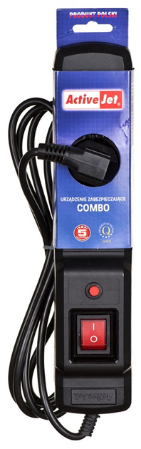 Listwa przeciwprzepięciowa Activejet COMBO 3GN 5M Black - obraz 3