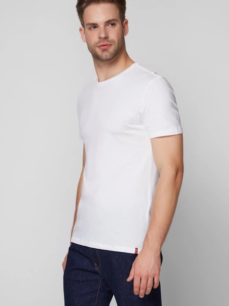 Набір футболок бавовняних довгих чоловічих Levi's Slim Crewneck 79541-0002 M 2 шт Білий/Темно-синій (5400816413813) - зображення 3