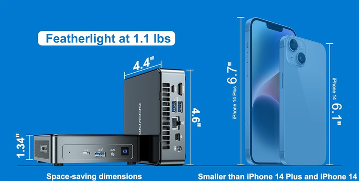 Мини ПК GEEKOM Air11 / Intel Celeron N5095 / RAM 8GB / SSD 256GB / HDMI / Wi-Fi 5 / Bluetooth 4.2 / Windows 11 / Черный Б/В - изображение 3