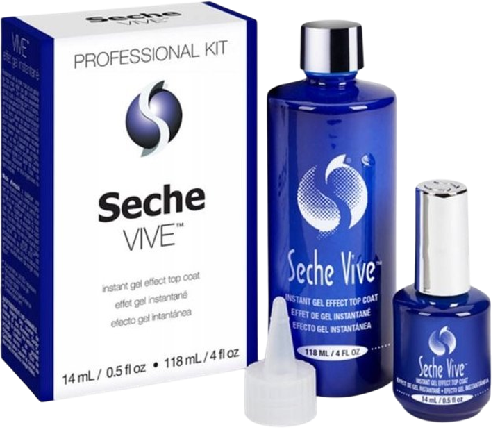 Zestaw Seche Vive Instant Gel Effect Top Coat utwardzacz do paznokci 118 ml + utwardzacz do paznokci 14 ml (809217693902) - obraz 1