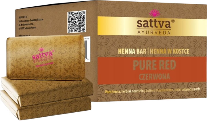 Хна для волосся Sattva Ayurveda в брусочку Pure Red 3 х 80 г (5903794189171) - зображення 1