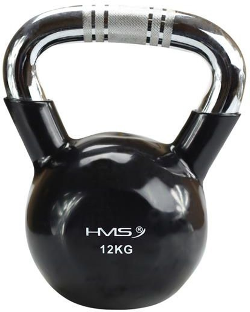 Kettlebell HMS zeliwny gumowany 12 kg czarny KTC12 (5907695524277) - obraz 1