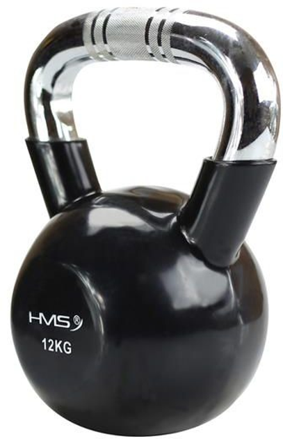 Kettlebell HMS zeliwny gumowany 12 kg czarny KTC12 (5907695524277) - obraz 2