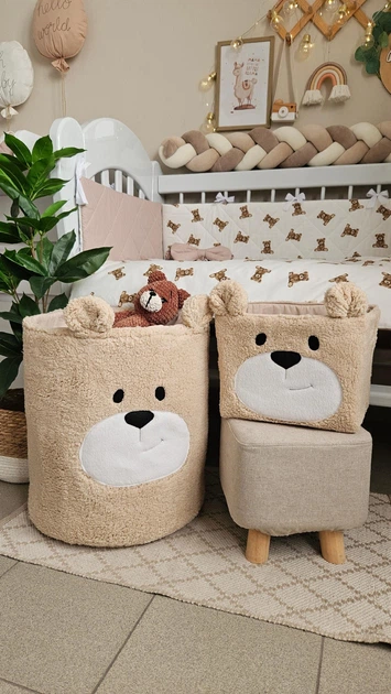 Корзина для игрушек из плюша Тедди Бежевый мишка, 40х50 см - изображение 3