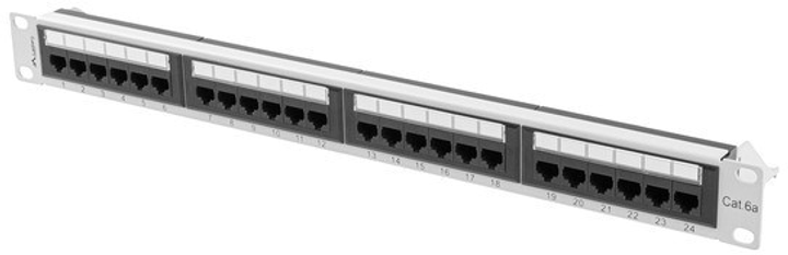 Патч-панель Lanberg 24 port 1U kat. 6a Silver (PPUA-1024-S) - зображення 4