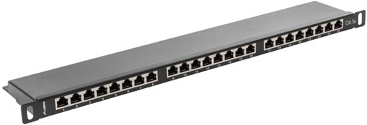 Патч-панель Lanberg 19" 0.5U 24 порти Cat 5e FTP Black (PPS5-0024-B) - зображення 1