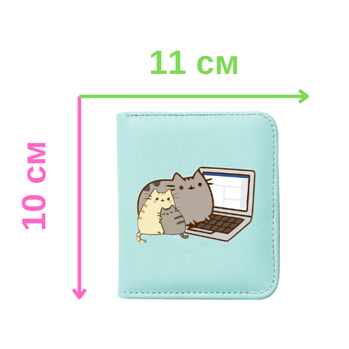 Набір М'яка іграшка Пушин кет Кіт з пончиком 15х12 см та гаманець Pusheen cat за ноутбуком v-12485 - зображення 3