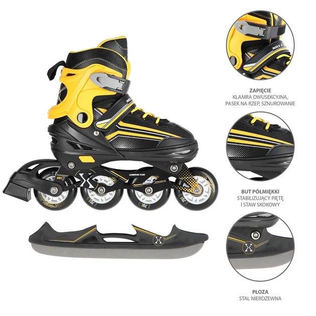 Łyżworolki Nils Extreme 2 w 1 NH18190 34-38 M Czarno-Pomarańczowe (5907695588729) - obraz 11