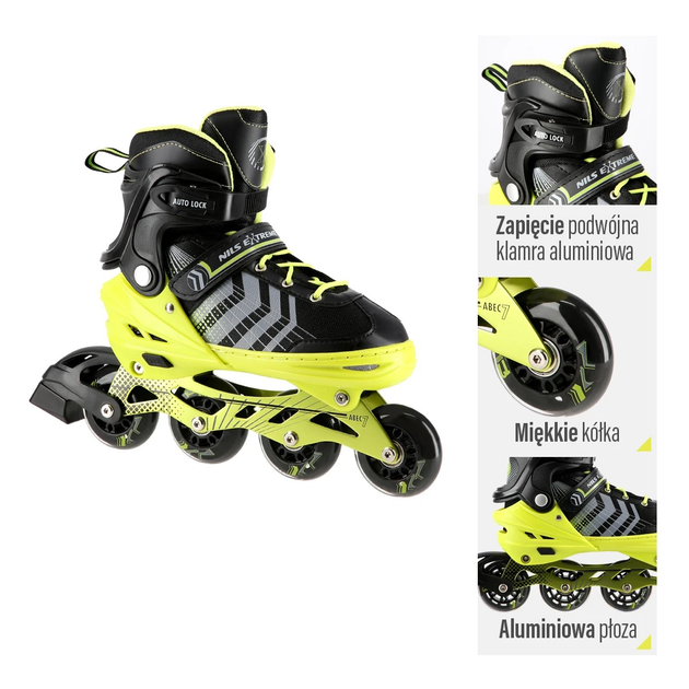 Łyżworolki Nils Extreme 4 w 1 NH18192 39-43 L Czarno-Zielony (5907695599480) - obraz 15