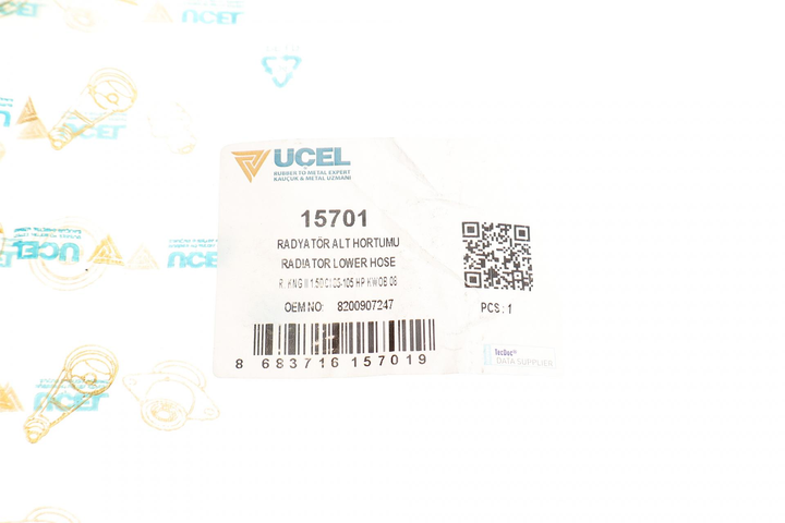 Патрубок радіатора нижній Renault Kangoo 1.5D 08- - 15701 UCEL - зображення 2