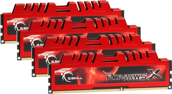 Pamięć RAM G.Skill DDR3-1333 32768MB PC3-10600 (Kit of 4x8192) Ripjaws-X Red (F3-10666CL9Q-32GBXL) - obraz 1