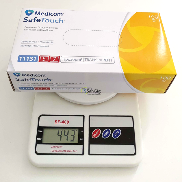Рукавички вінілові Medicom, щільність 4.3 г. - Прозорі (100 шт) S (6-7) - изображение 2