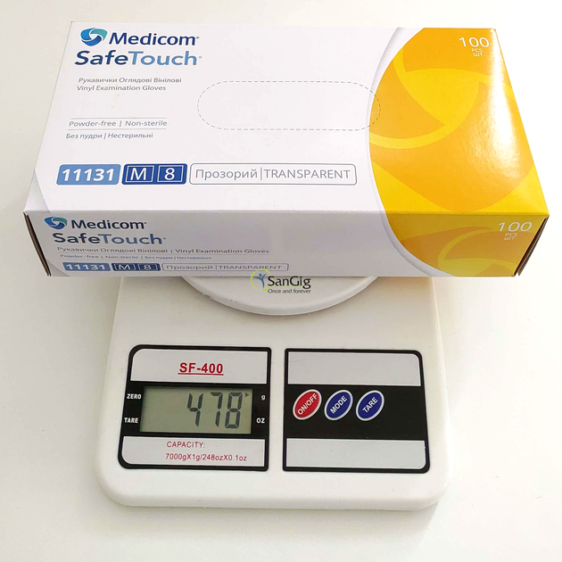 Рукавички вінілові Medicom, щільність 4.3 г. - Прозорі (100 шт) M (7-8) - изображение 2