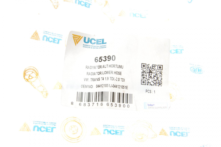 Патрубок радіатора нижній VW T4 1.9TD 92-03 - 65390 UCEL - зображення 2