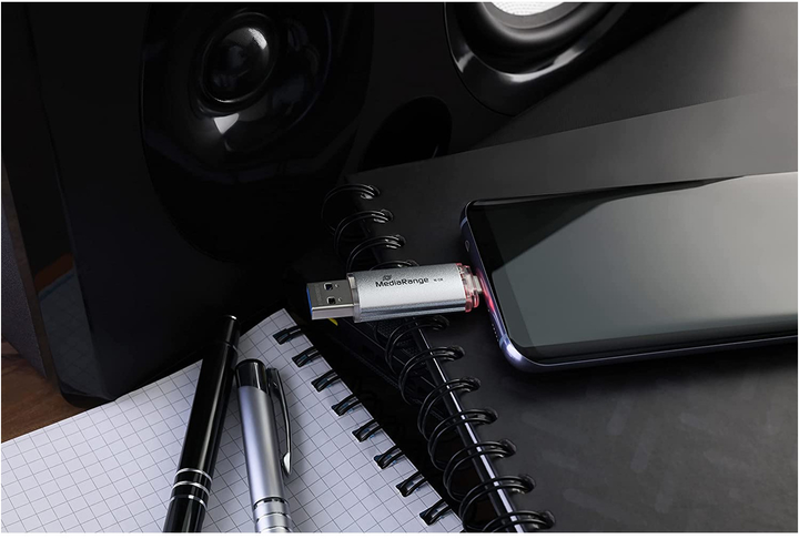 Флеш пам'ять USB MediaRange MR936 Combo Flash Drive 32GB USB 3.0 + Type-C Silver (4260459614173) - зображення 3